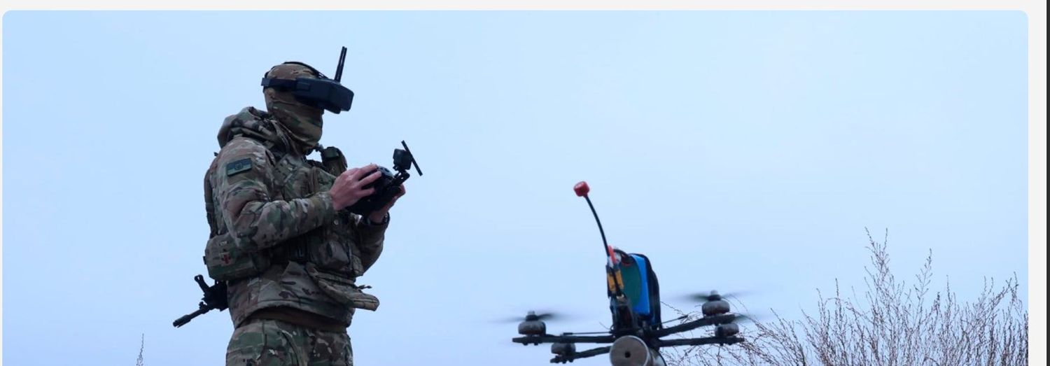 A Ukrainian FPV drone operator during joint exercises